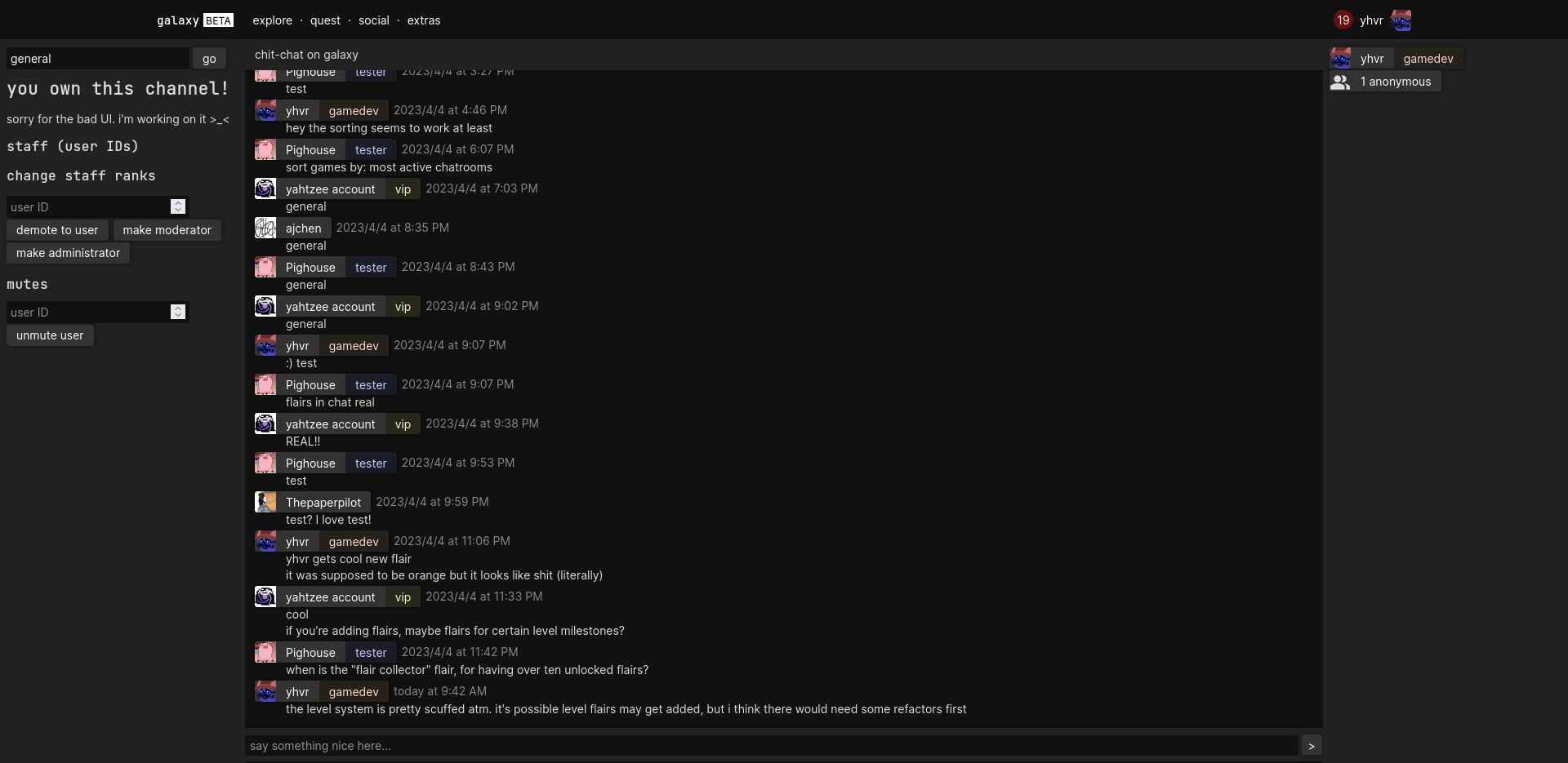 A screenshot of a chat page