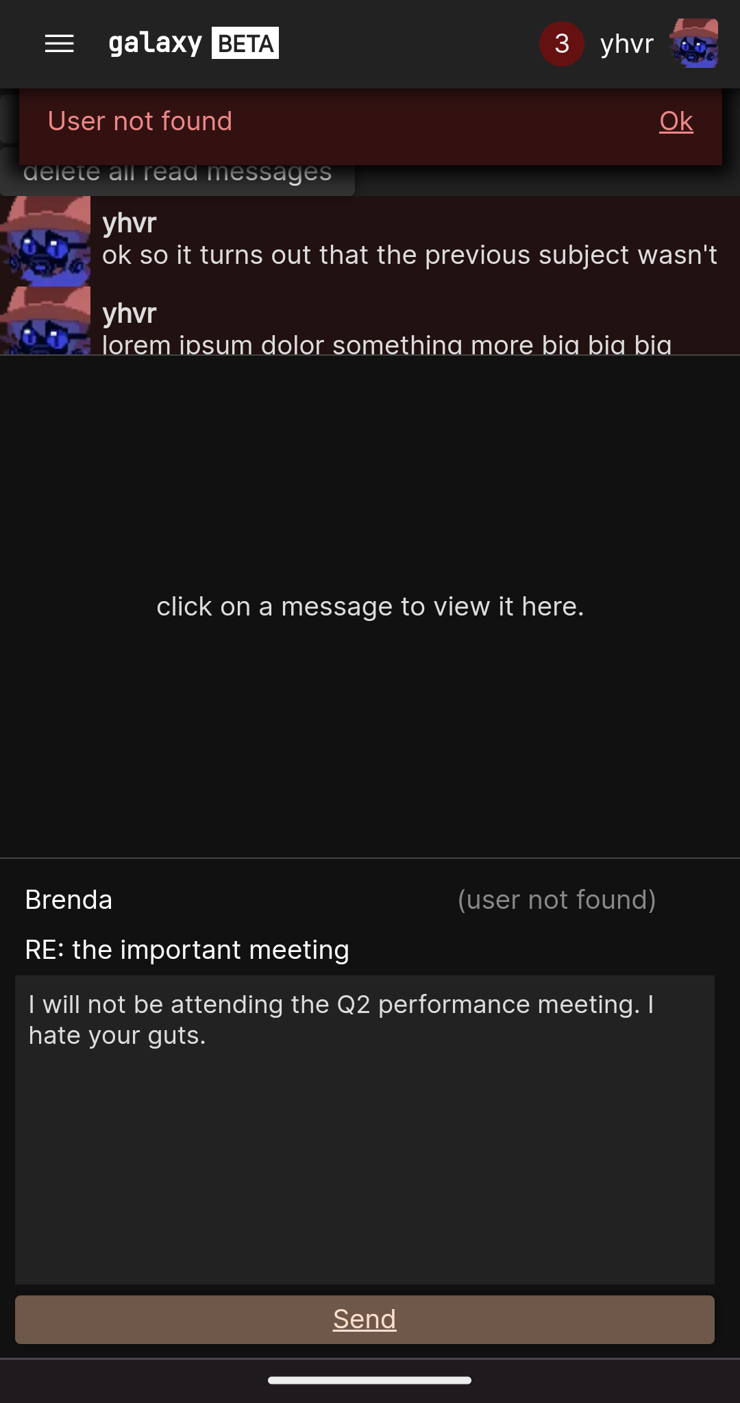 A screenshot of the inbox open up on a mobile phone. The user is composing a message to someone